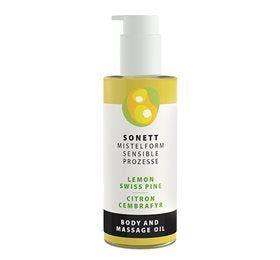 Sonett Krops & Massageolie citron og cembrafyr. 145ml.