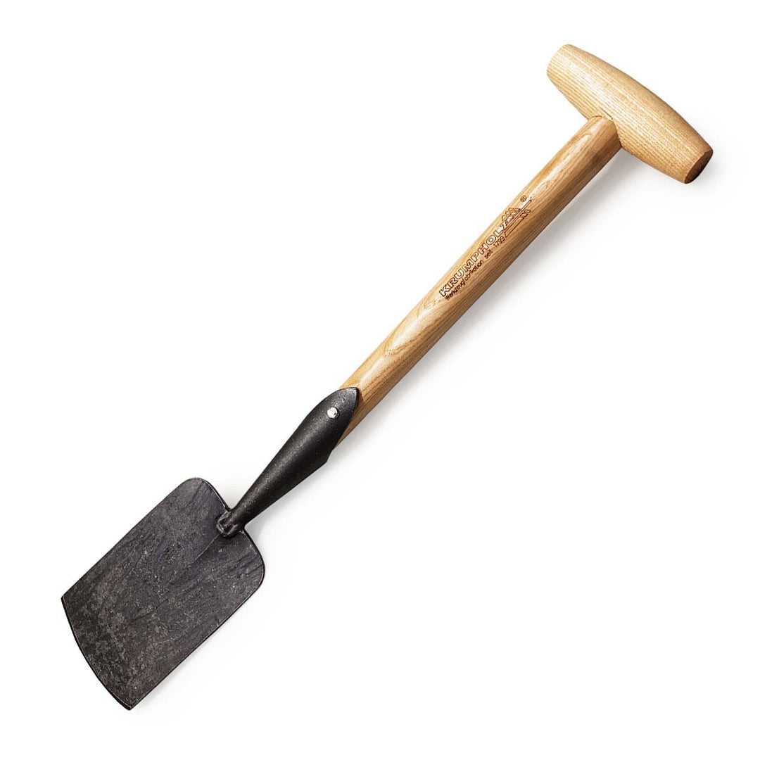 Produktbillede af Lille håndspade med lakeret T-greb i asketræ 60 cm på tilbud i høj kvalitet