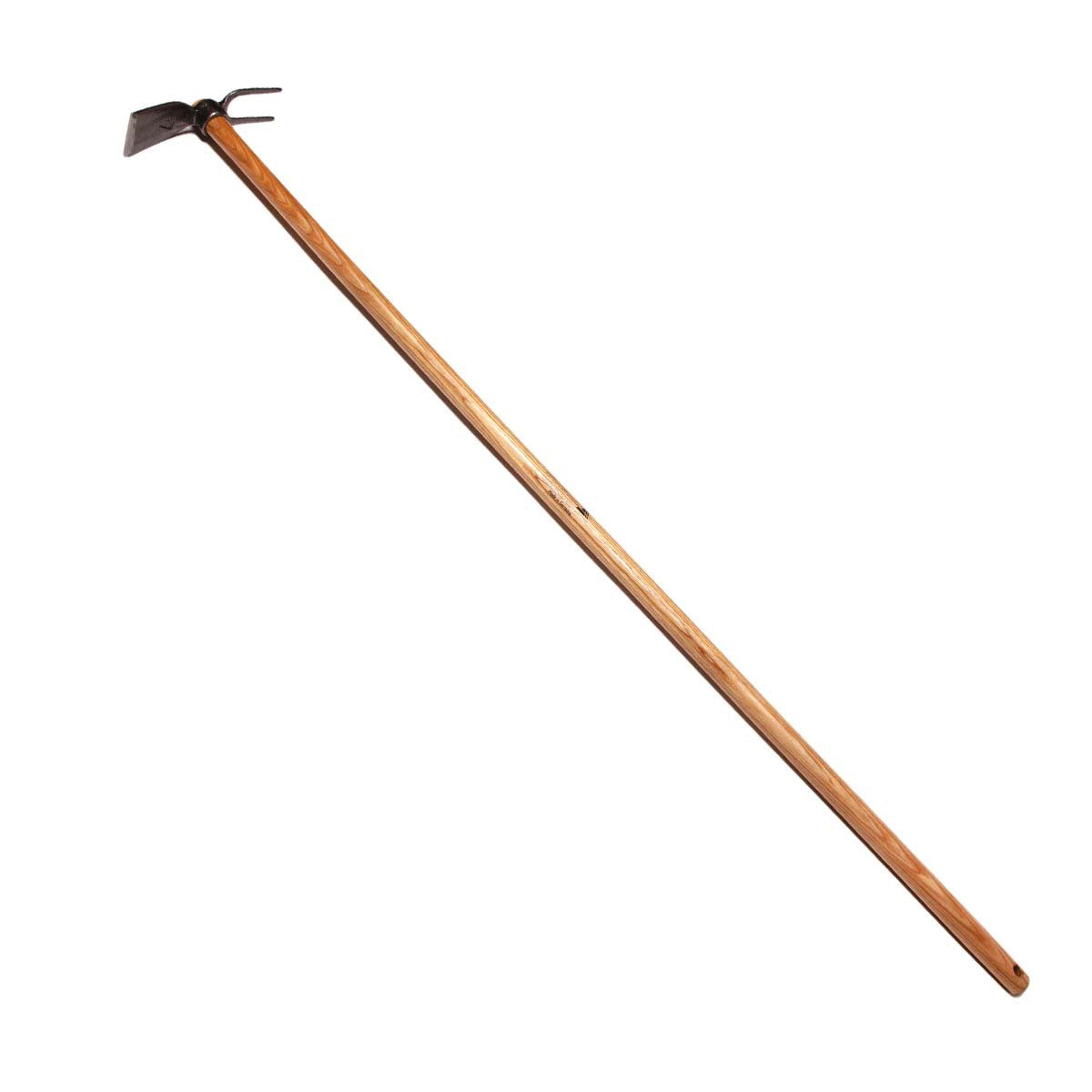 Produktbillede af Smedet havehakke med 2 tænder og askeskaft 130 cm på tilbud i høj kvalitet