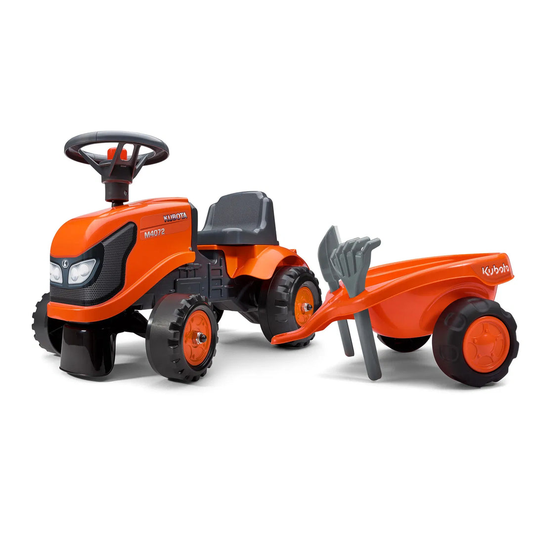 Kubota børnetraktor inkl. vogn rive og skovl