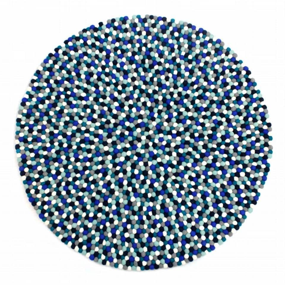 Kugletæppe i 100% ren Nepal uld (Fås i flere forskellige farver og størrelser) 60 cm / Blå
