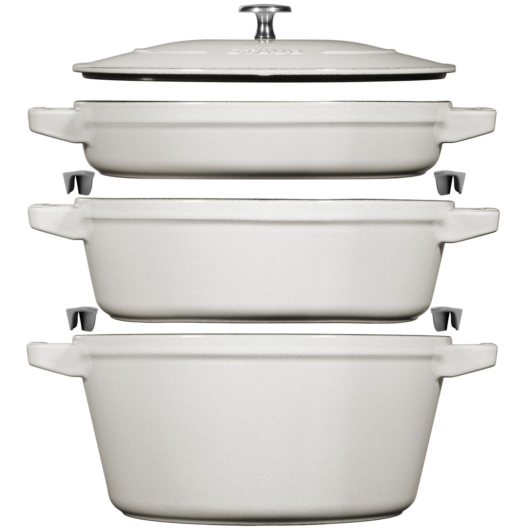 Staub Staub Gryde i støbejern 24 cm, white truffle – produktbillede (Grydesæt & Kasseroller)