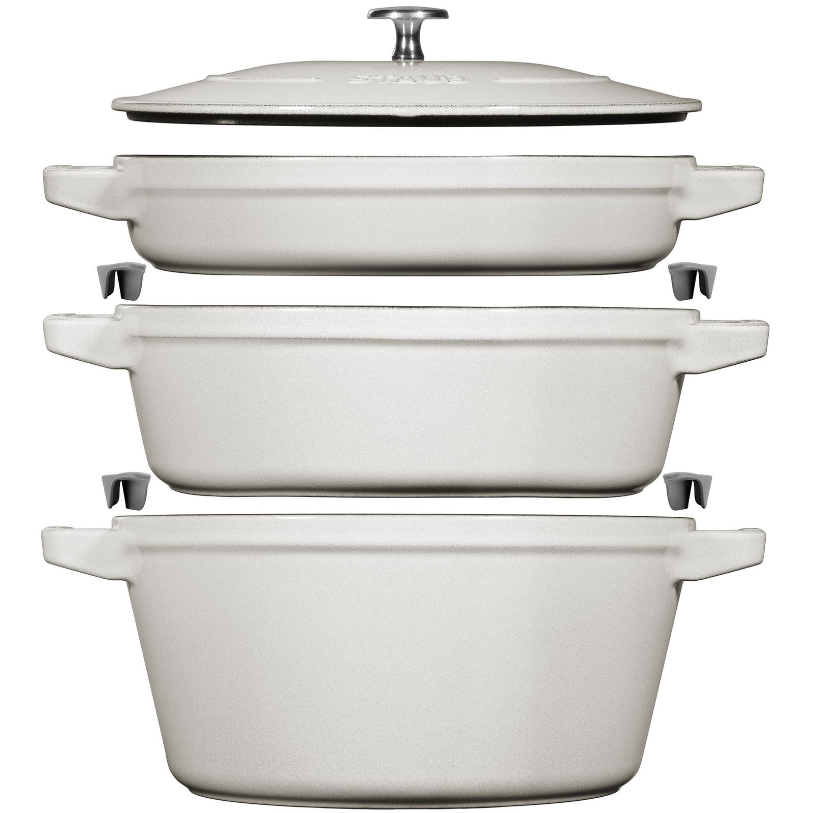 Staub Staub Gryde i støbejern 24 cm, white truffle – produktbillede (Grydesæt & Kasseroller)