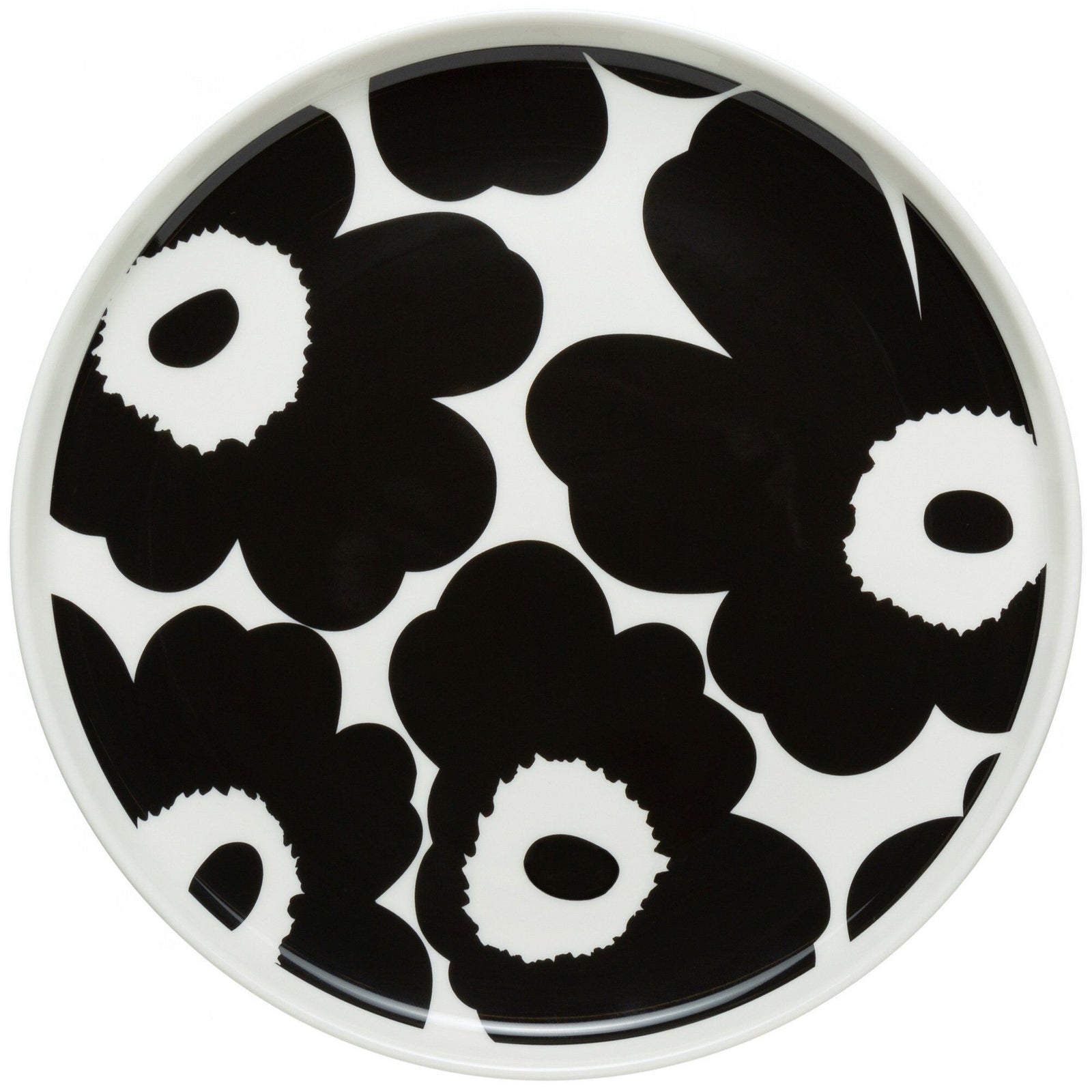 Marimekko Marimekko Unikko tallerken, 20 cm., hvid/sort – vinkelbillede (Madtallerken)