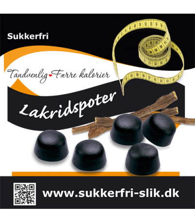 Detaljeret produktbillede af Sukkerfri lakridspoter 80 g på tilbud