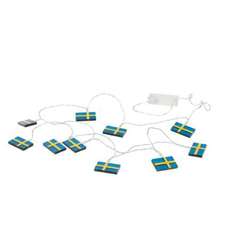 Produktbillede af Celebrate LED lyskæde m. 10 svenske flag x 50 cm Blå/Gul i premium kvalitet