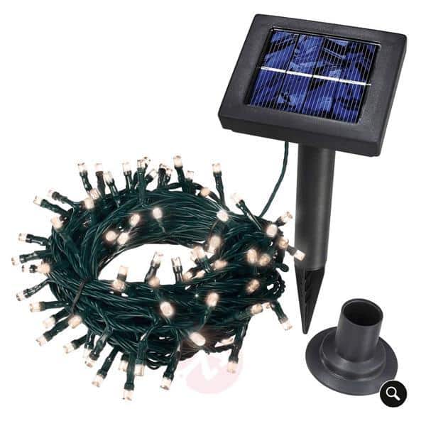 Produktbillede af Køb LED-lyskæde solcelle drevet m/100 LED (flere farver) 9 meter Varm hvid på tilbud