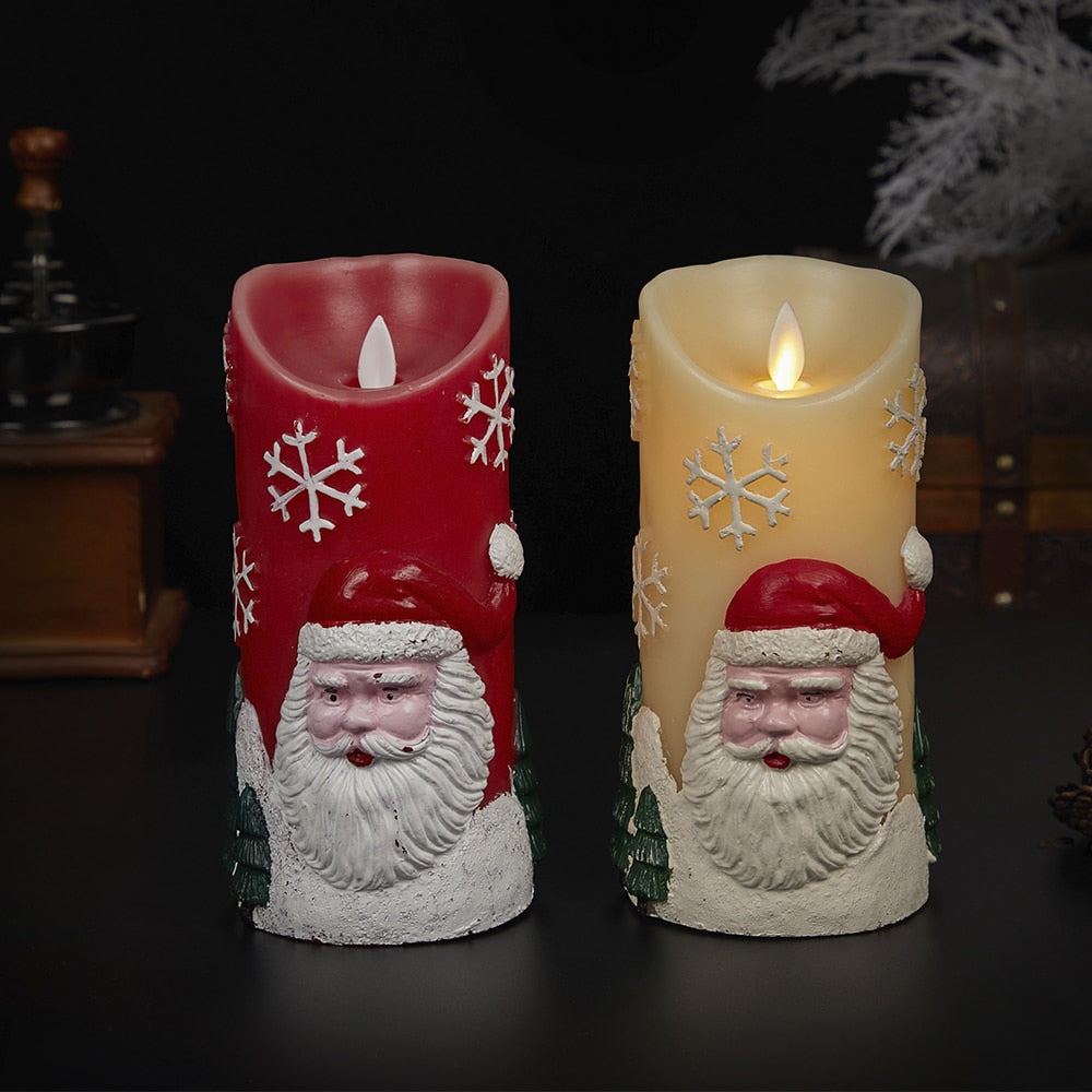 Produktbillede af Køb LED Stearinlys Julemotiv Ø9 x 18 cm (rød eller hvid) Rød på tilbud