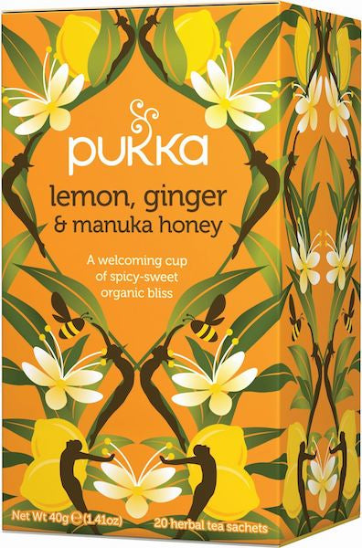 Produktbillede af Pukka Lemon Ginger & Manuka te 20 breve på tilbud