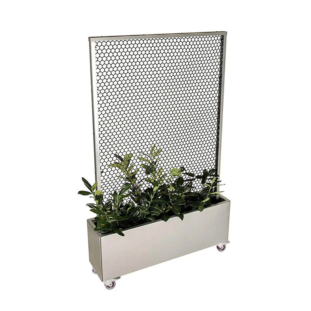 Produktbillede af Land Modern Plantekasse med højt espalier på hjul galvaniseret på tilbud i høj kvalitet