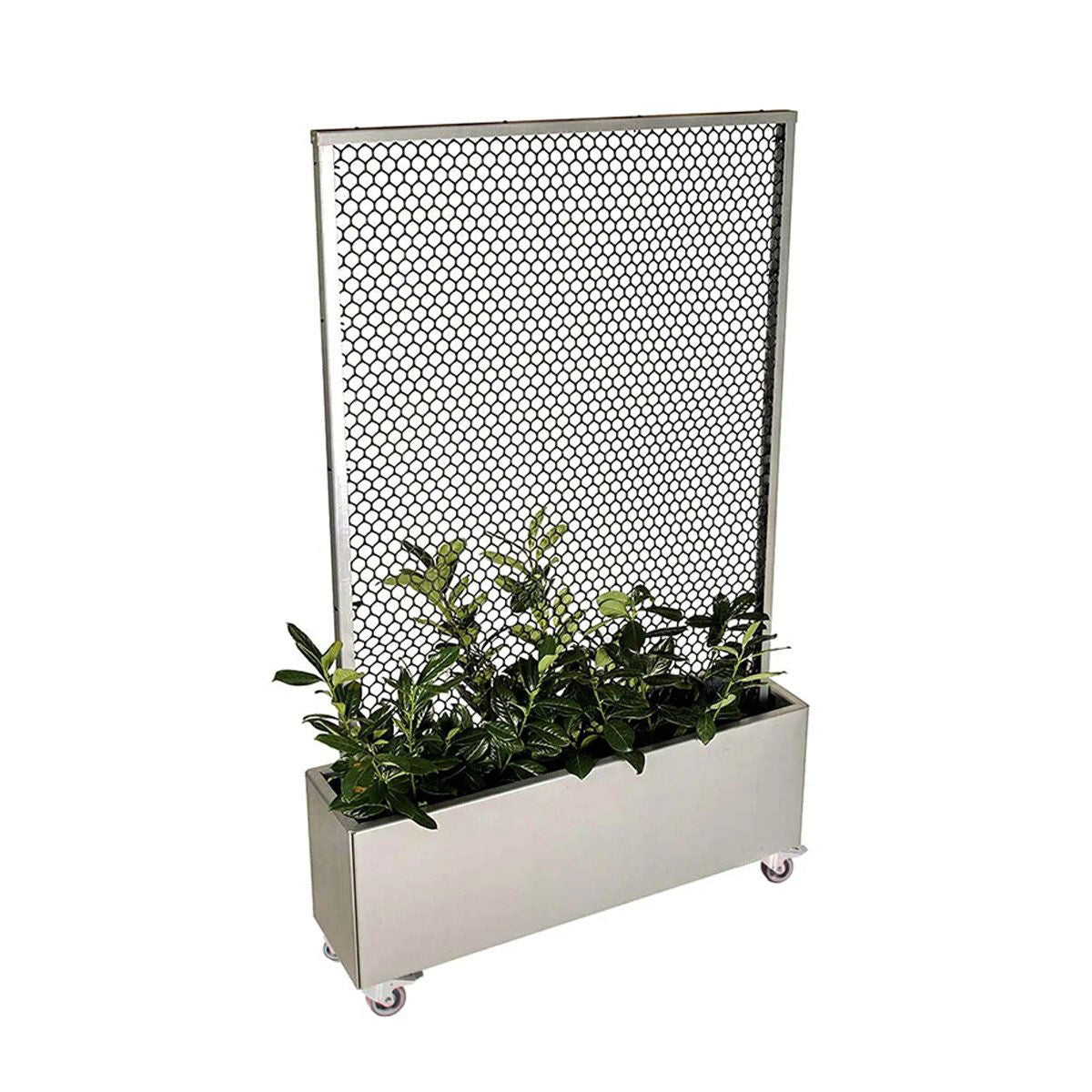 Produktbillede af Land Modern Plantekasse med højt espalier på hjul galvaniseret på tilbud i høj kvalitet