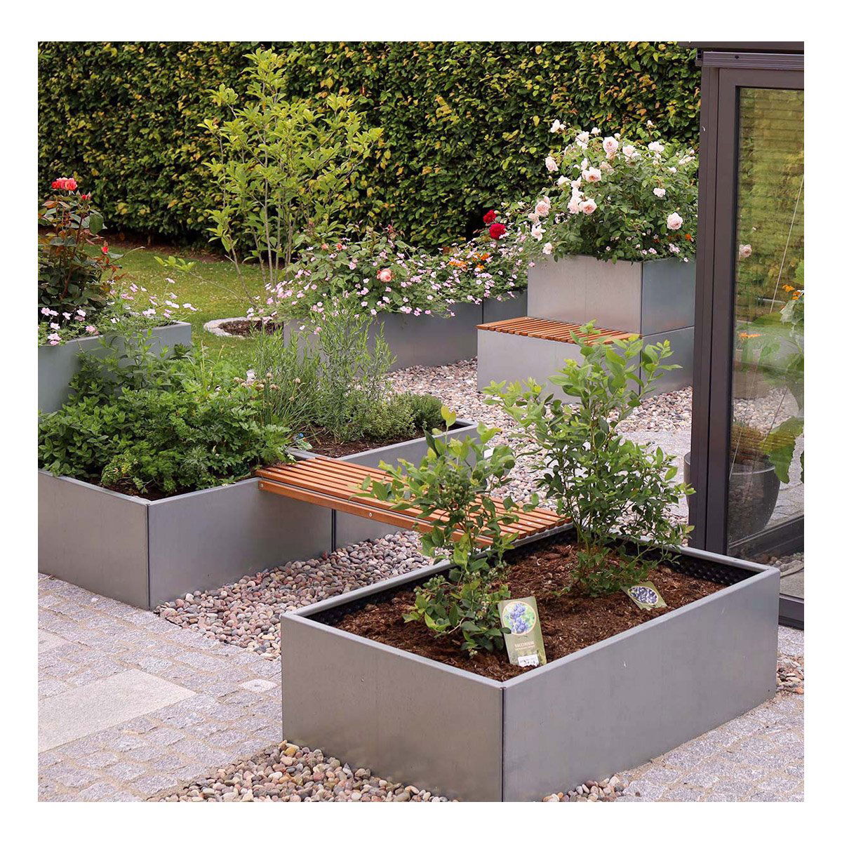 Produktbillede af Land Modern Aflang plantekasse i galvaniseret stål 40 x 60 x 80 cm høj (Stablet) på tilbud i høj kvalitet