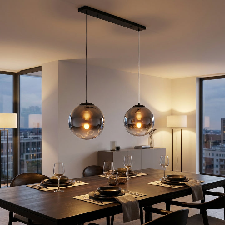 Mengoni Loftlampe med to røgfarvede glaskupler Levering med pære(r)