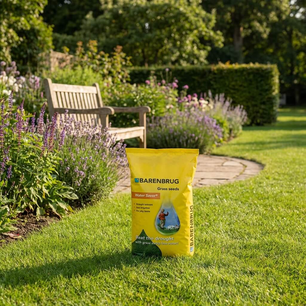 Produktbillede af Barenbrug Water Saver plænegræs 15 kg på tilbud i høj kvalitet