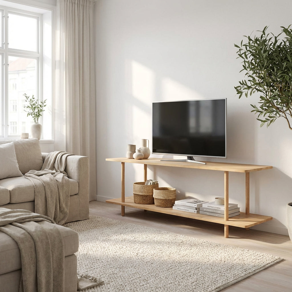 Loop Reol med to hylder i massiv eg og en bredde på 140 cm Olieret