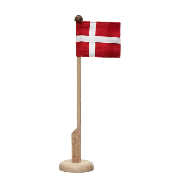 Produktbillede af Langkilde & Søn Bordflagstang i egetræ med Dannebrog i premium kvalitet