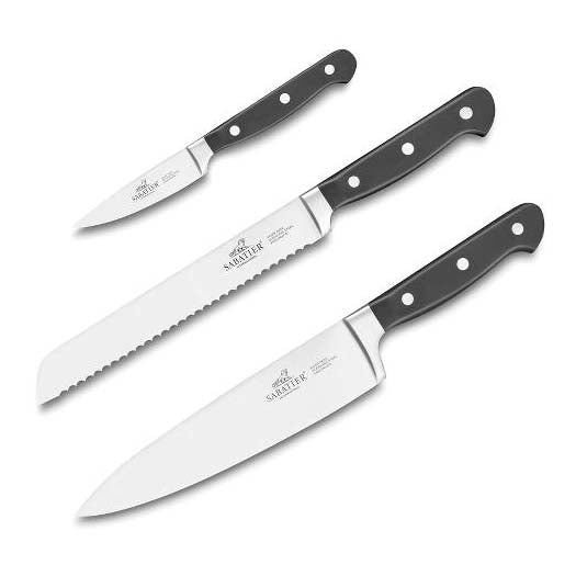Produktbillede af Lion Sabatier International Pluton Knivsæt 3 dele Stål/Sort i premium kvalitet