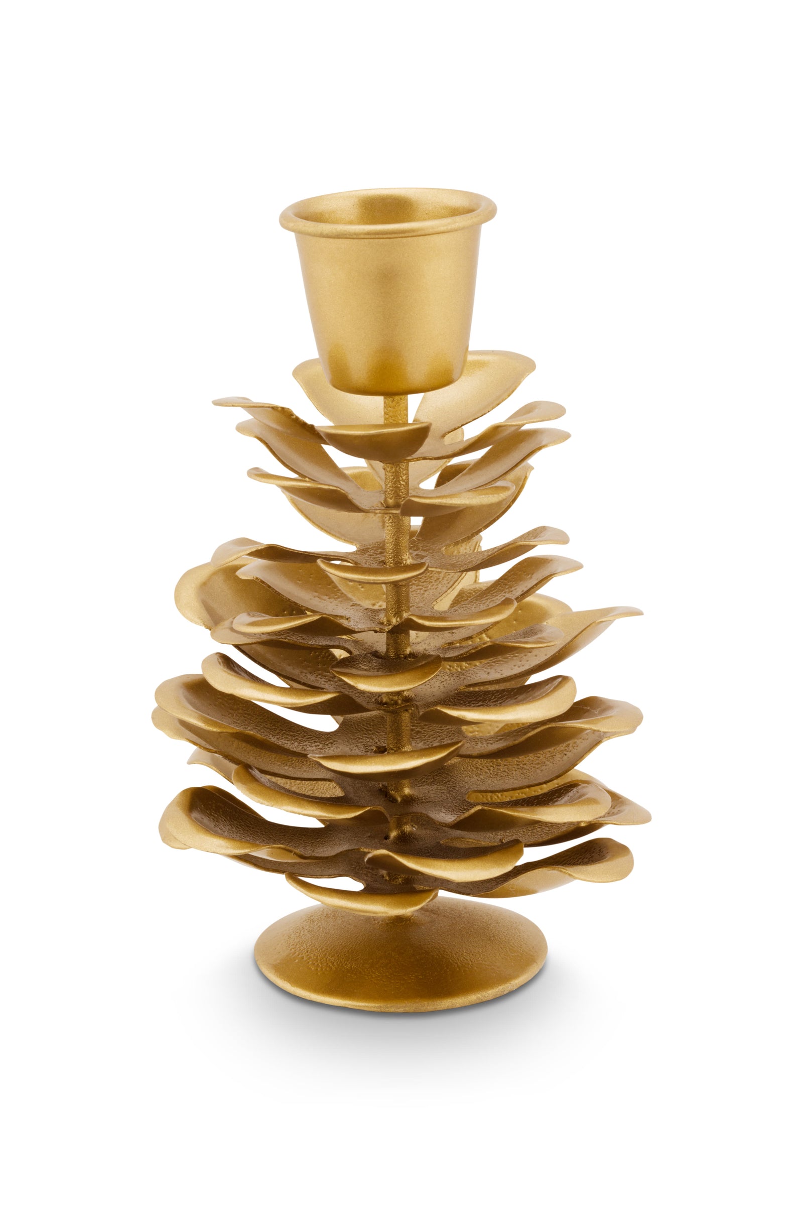 Produktbillede af Candle Holder Pinecone Gold 11cm på tilbud i høj kvalitet