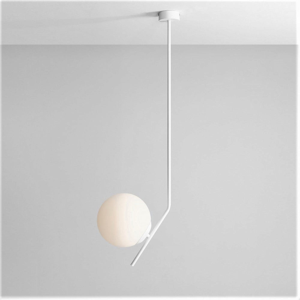 Produktbillede af Arts Loftlampe i hvidt metal og hvidt glas højde 95 cm på tilbud i høj kvalitet