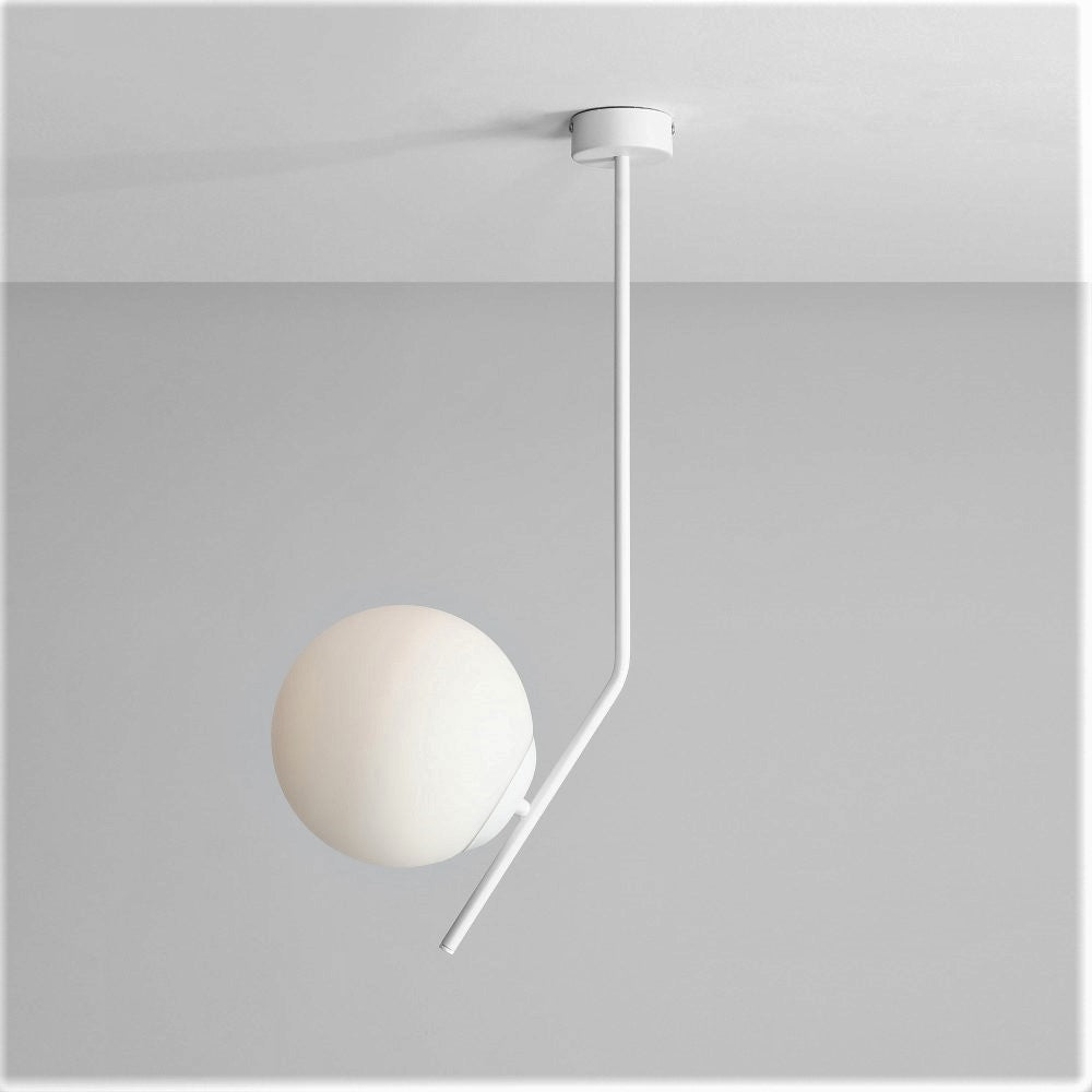 Produktbillede af Arts Loftlampe i hvidt metal og hvidt glas højde 64 cm på tilbud i høj kvalitet