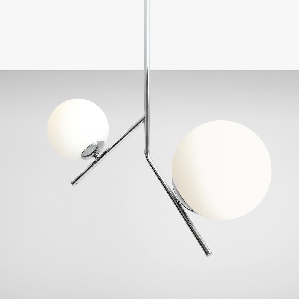 Produktbillede af Arts Loftlampe i krom og hvidt glas på tilbud i høj kvalitet