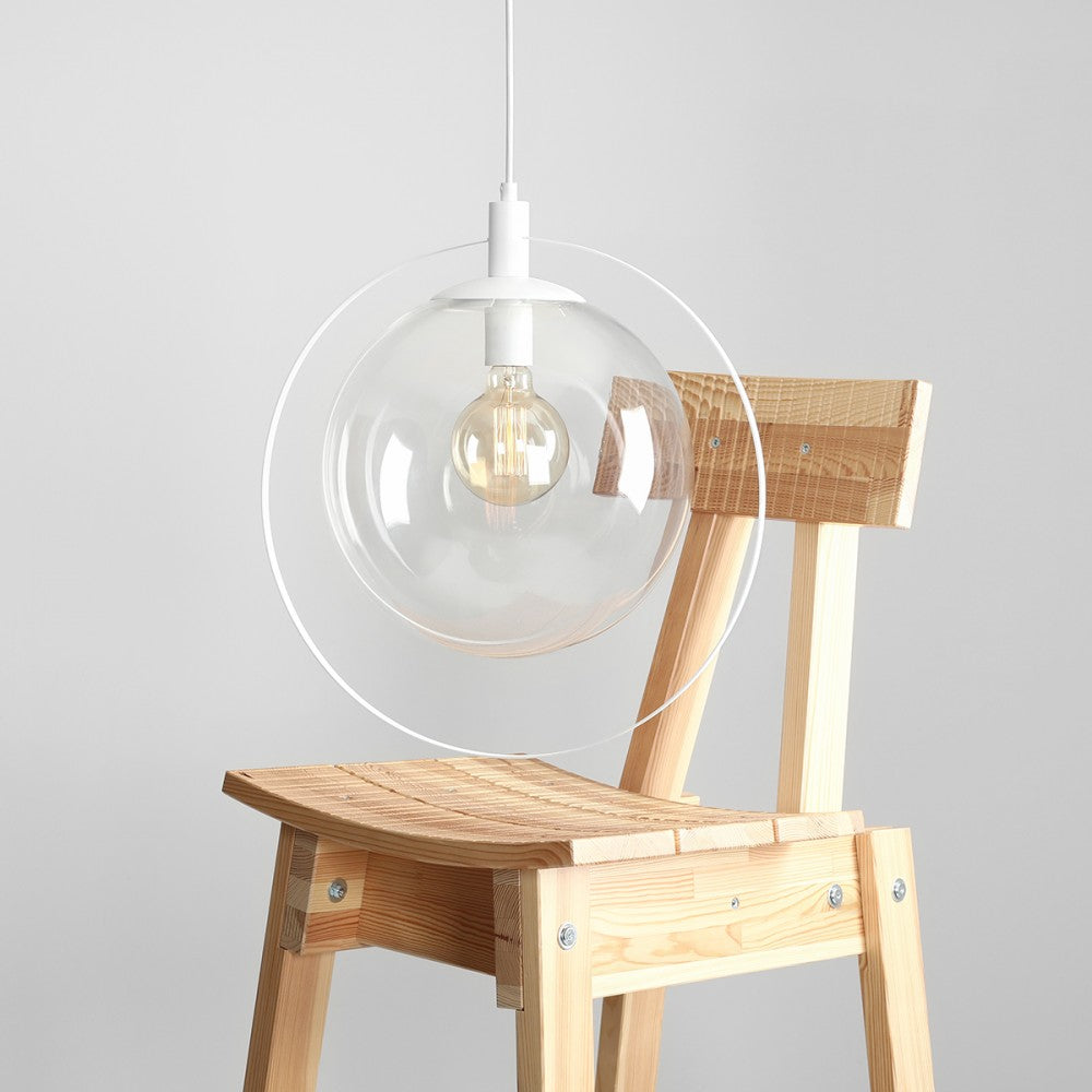 Produktbillede af Magic Loftlampe i hvidt metal og klart glas på tilbud i høj kvalitet