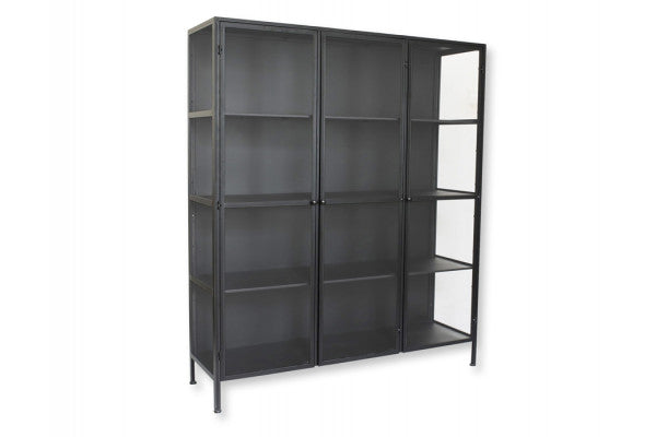 Produktbillede af Lønstrup Vitrineskab i Metal 135x40x160 cm Sort på tilbud i høj kvalitet
