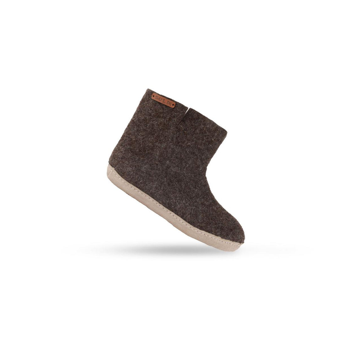 Uldstøvle (100% ren uld) m/sål i skind Dansk Design fra SHUS brun / 40