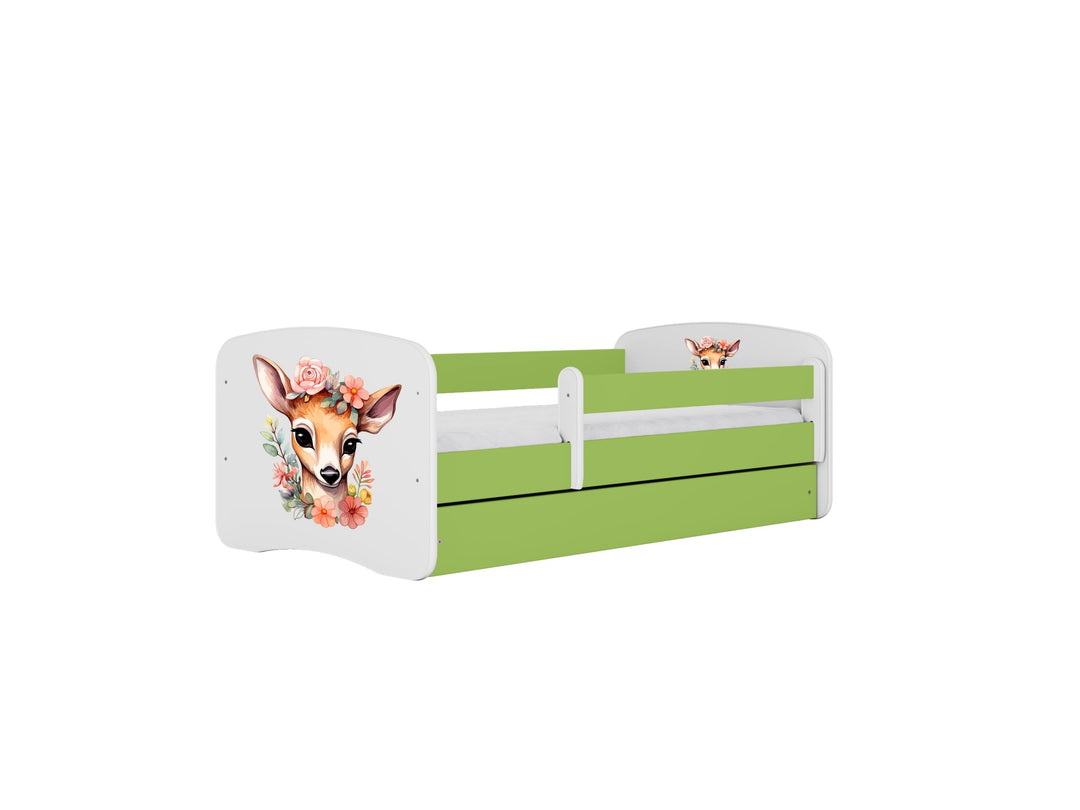 KOCOT KIDS Seng babydreams grøn bambi med skuffe med madras 140/70
