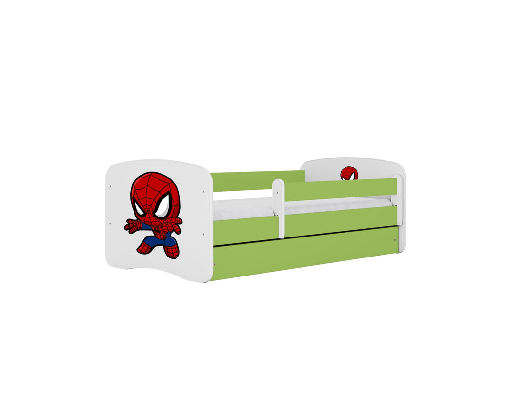 KOCOT KIDS Seng babydreams green spiderman med skuffe med madras 160/80