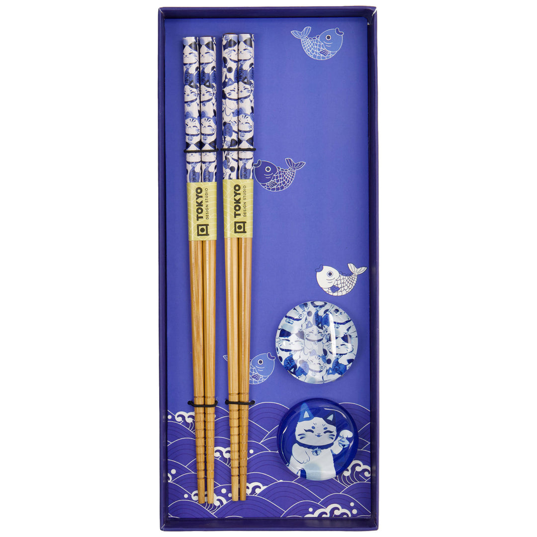 Tokyo design studio Tokyo Design Studio Lucky Cat spisepinde gaveæske 2-pak – produktfoto (Spisepinde)
