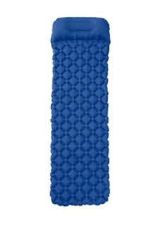 Ultralet oppusteligt liggeunderlag m/pude 190 x 58 cm. Blå