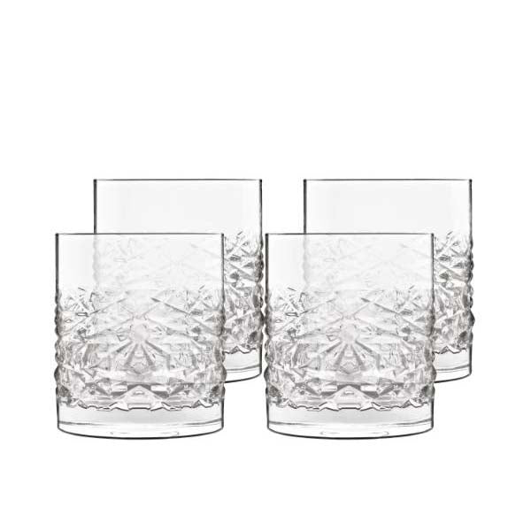 Produktbillede af Luigi Bormioli Mixology textures Vandglas/whiskyglas 10 cm 38 cl 4 stk. Klar i premium kvalitet