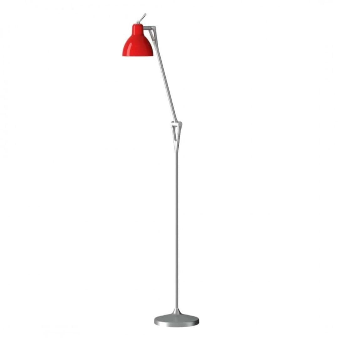 Produktbillede af Luxy F1 Gulvlampe Alu/Blank Rød Skærm Rotaliana i premium kvalitet