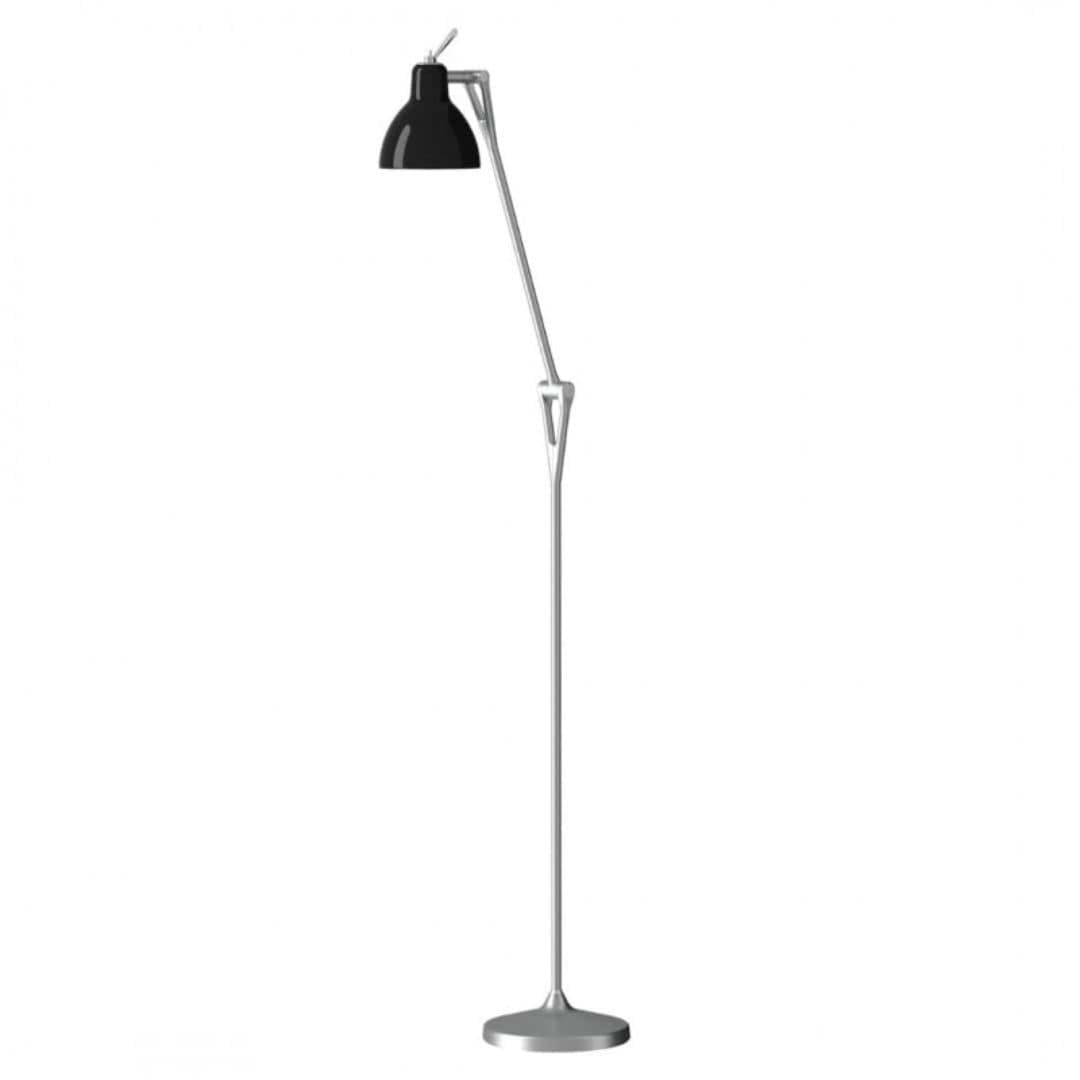Produktbillede af Luxy F1 Gulvlampe Alu/Blank Sort Skærm Rotaliana i premium kvalitet