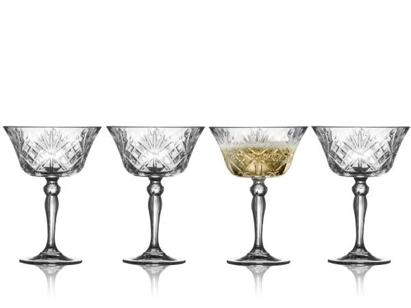 Produktbillede af Lyngby Glas Krystal Melodia Champagneskål 26 cl 4 stk. i premium kvalitet
