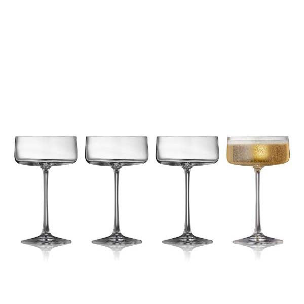 Produktbillede af Lyngby Glas Krystal Zero Champagneskål 4 stk. i premium kvalitet