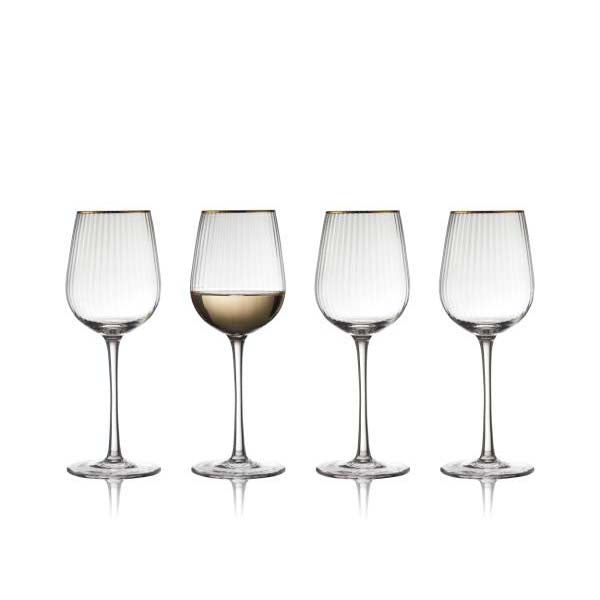 Produktbillede af Lyngby Glas Palermo Gold Hvidvinsglas 30 cl 4 stk. i premium kvalitet