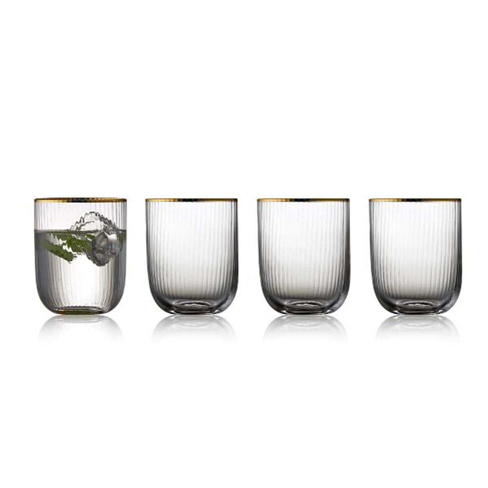 Produktbillede af Lyngby Glas Tumbler Palermo Gold 35cl 4stk i premium kvalitet