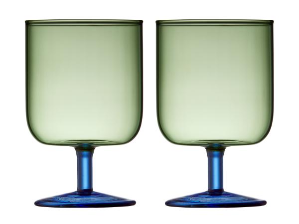 Produktbillede af Lyngby Glas Torino Vinglas 30 cl 2 stk. Grøn/Blå i premium kvalitet