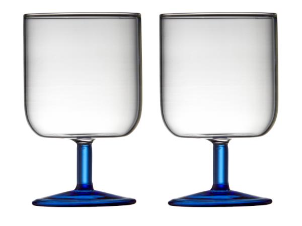 Produktbillede af Lyngby Glas Torino Vinglas 30 cl 2 stk. Klar/Blå i premium kvalitet