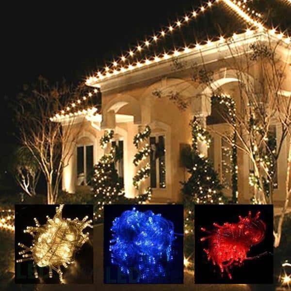 LED-lyskæde 100 LED indendørs/udendørs 10 meter varm hvid rød grøn multifarvet eller blå Multifarve