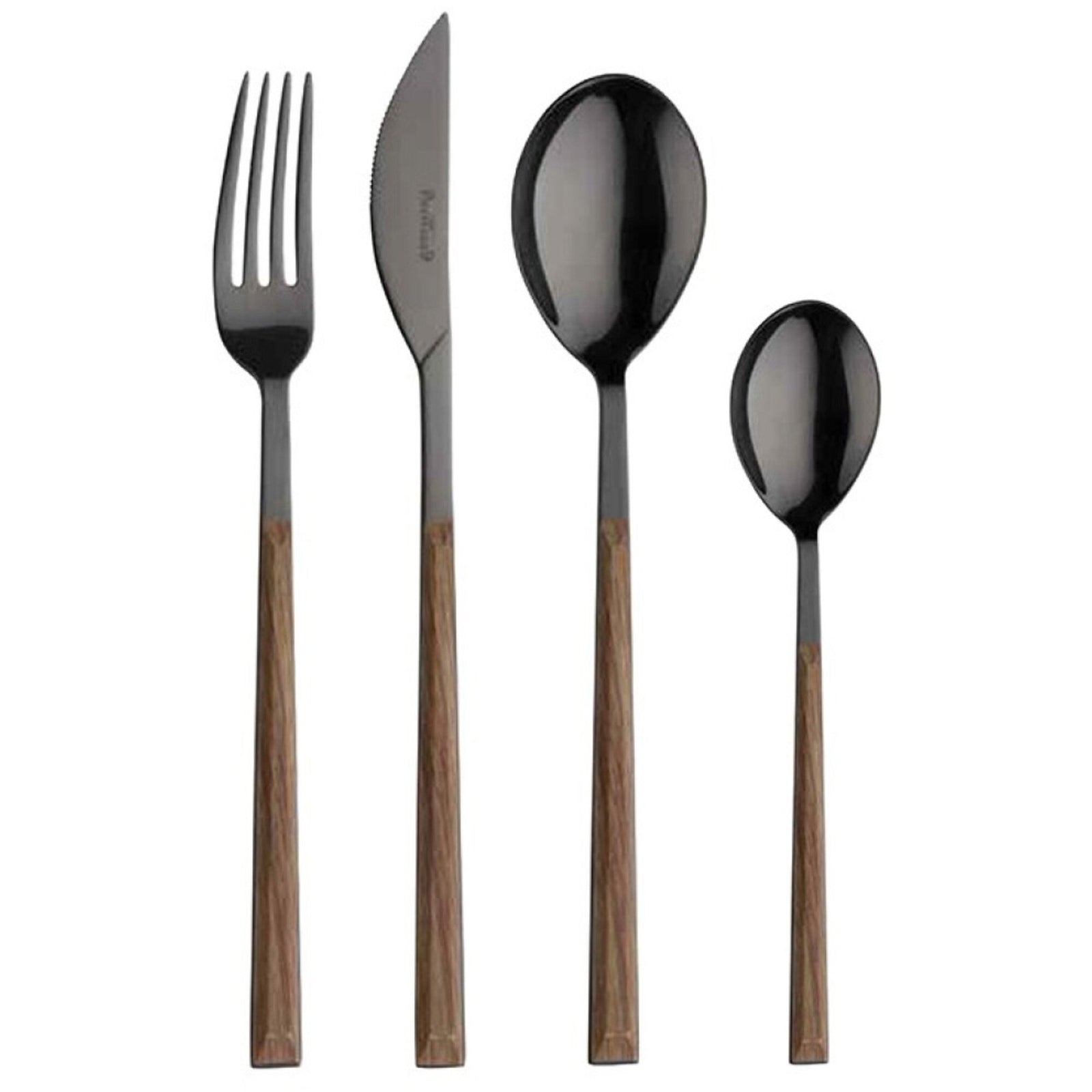 Pintinox Pintinox Sushi Anniversary bestiksæt 24 dele, sort/teak – close-up (Bestikssæt)