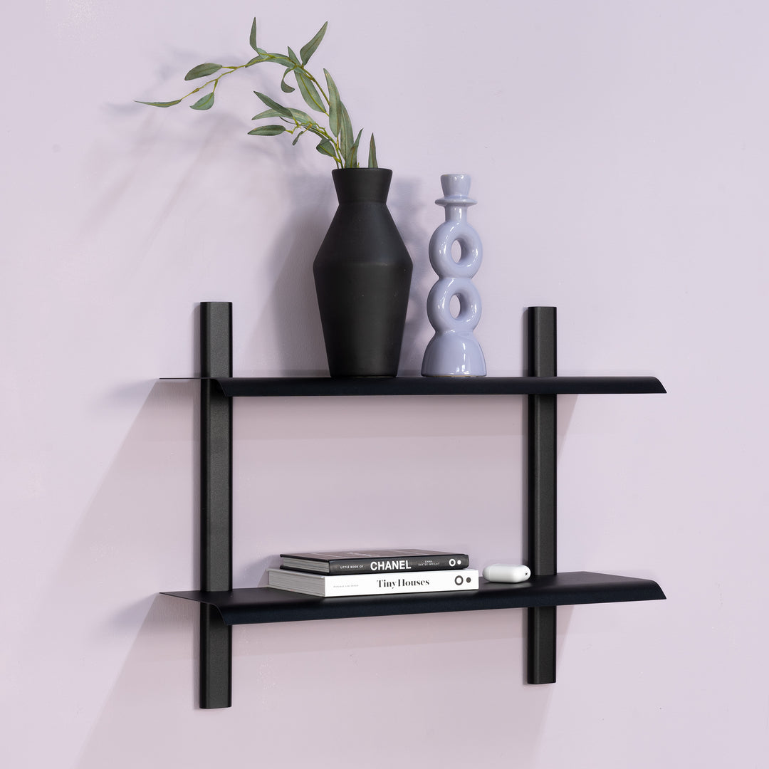 Produktbillede af Repisa Dobbelt væghylde i metal 5 farver bredde 60 cm. Sort metal på tilbud i høj kvalitet
