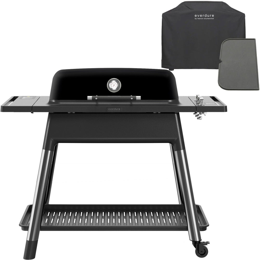 Everdure Everdure Furnace gasgrill + grillbetræk & grillplade, mat sort ❤ billede i brug i kategorien Gasgrill