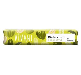 Detaljeret produktbillede af Vivani Mælkechokolade Pistacie Dubai Style Ø 40g. på tilbud