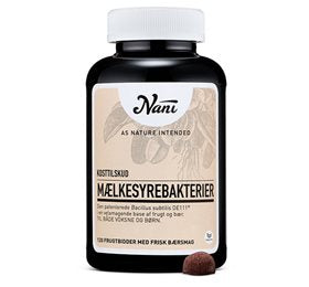 Detaljeret produktbillede af Nani Mælkesyrebakterier 120 gum. på tilbud