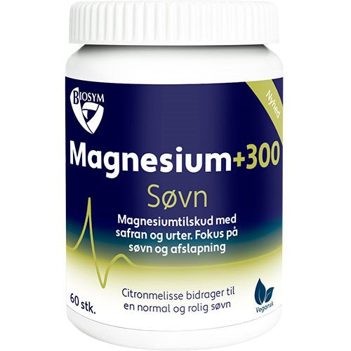 Produktbillede af Biosym Magnesium +300 Søvn 60 kapsler på tilbud i brug