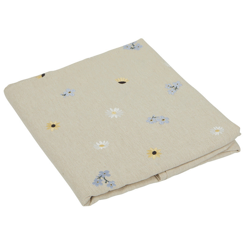 Produktbillede af Fondaco Majken Dug 140x250cm hørfarvet med blomstermotiver i premium kvalitet