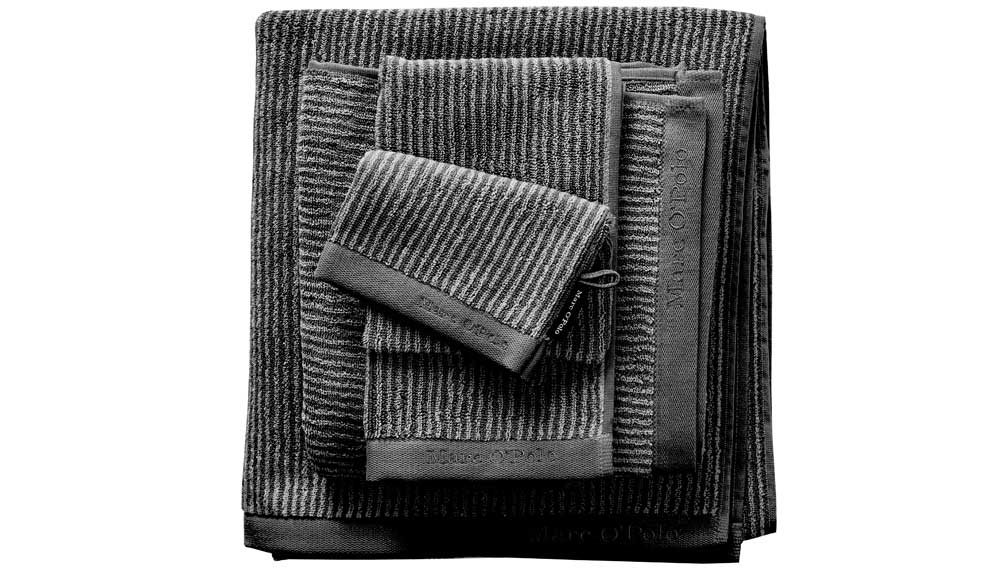 Produktbillede af Marc Ó Polo Timeless Stripe Håndklæder Antracitgrå/silver Gæstehåndklæde 30x50 på tilbud i høj kvalitet